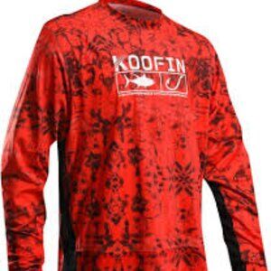 Koofin Gear Shirt Mens Large Orange Black High Performance Apparel L/S